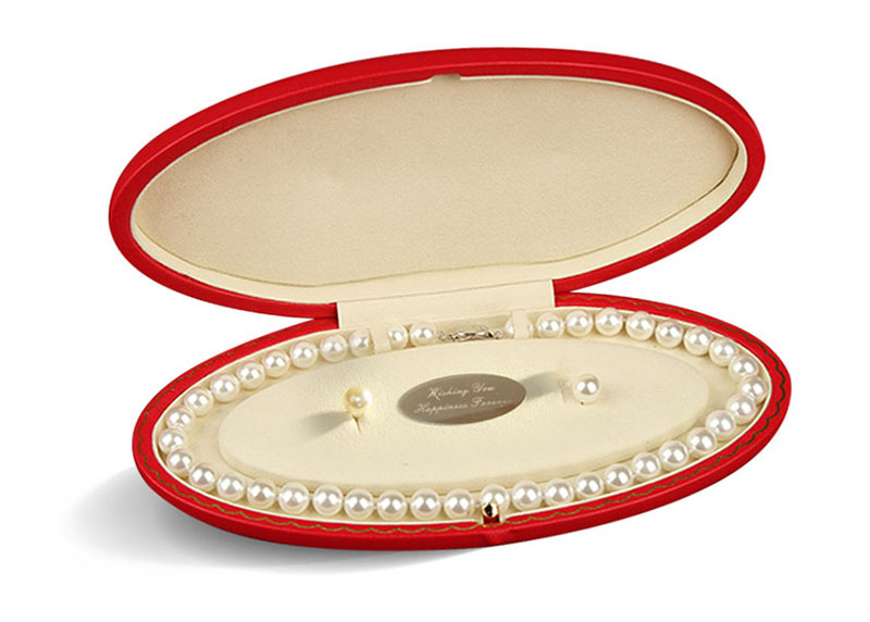 Custom ovalshaped velvet pearl necklace jewelry box large highgrade